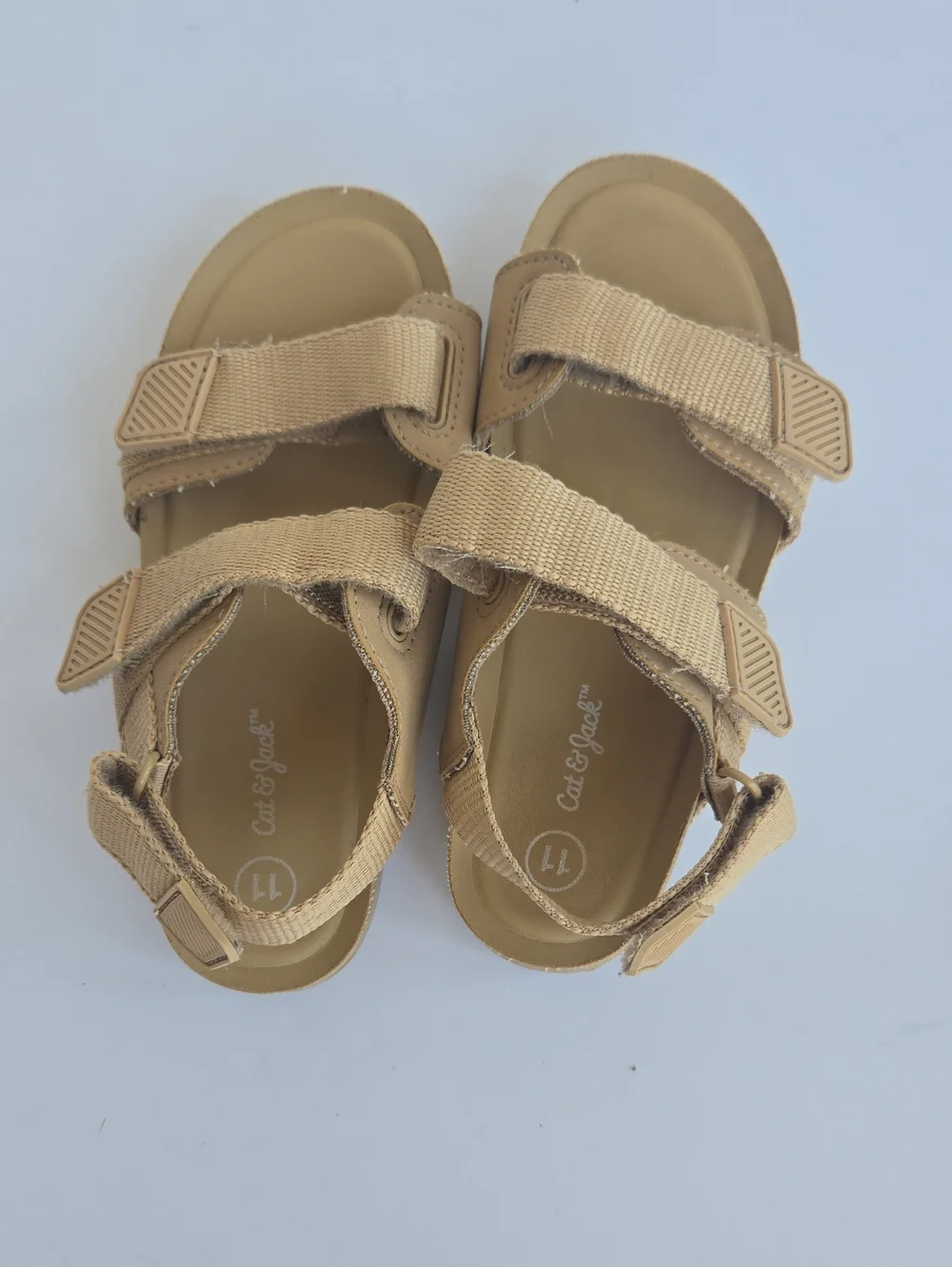 Cat & Jack Unisex Tan Double Strap Toddler Sandals Size 11